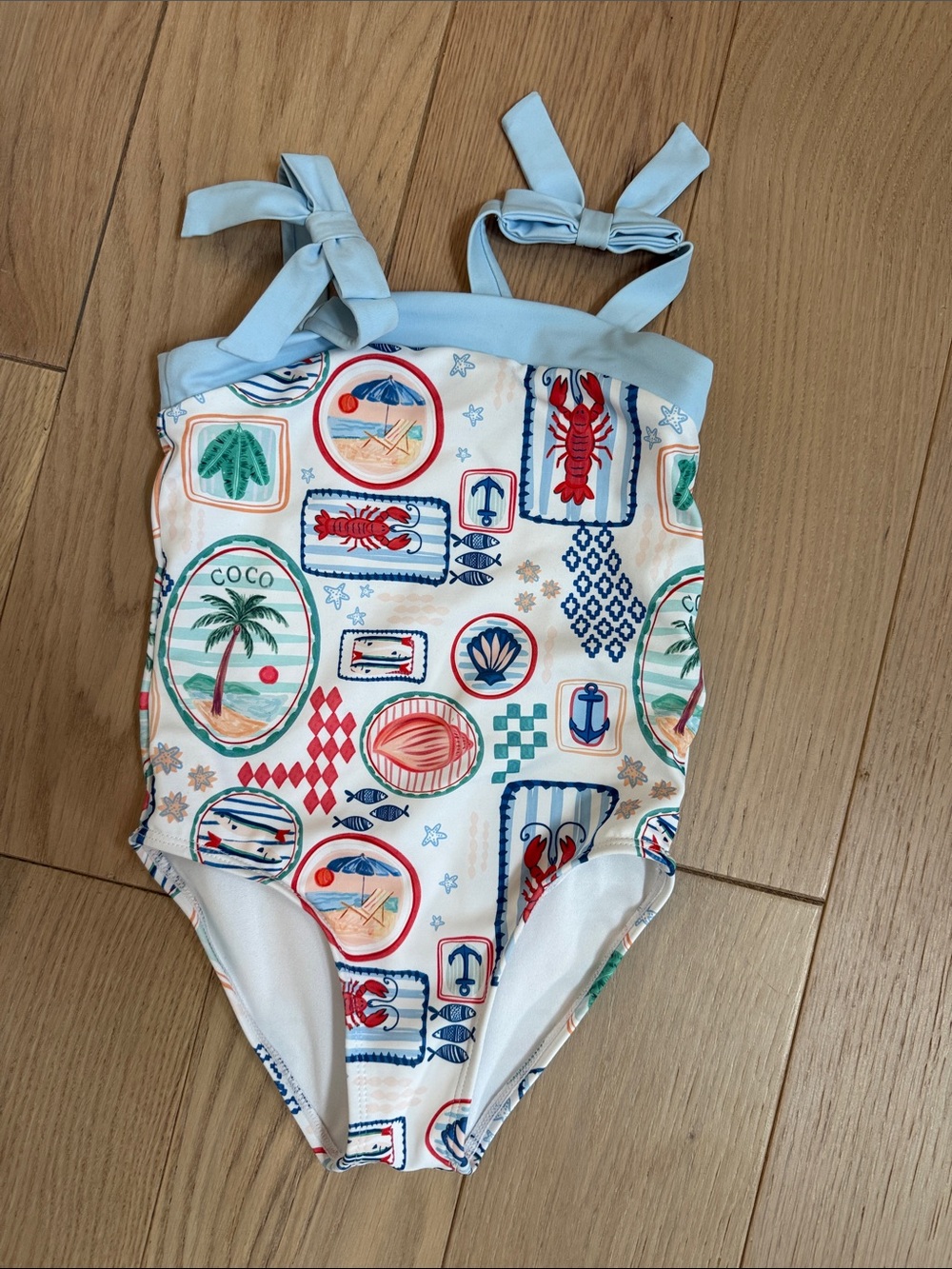 Janie and Jack Light Blue Nautical Motif One-Piece Swim